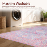 Ultra Soft Area Rug, Non Slip, Stain Resistant, Washable Area Rugs for Living Room, Bedroom, Timeless Distressed Linear Patterns(Purple)