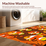 Ultra Soft Area Rug, Non Slip, Stain Resistant, Washable Area Rugs for Living Room, Bedroom, Cheerful Modern Aquatic Illustration(Orange)