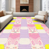 Ultra Soft Area Rug, Non Slip, Stain Resistant, Washable Area Rugs for Living Room, Bedroom, Whimsical Bunny Spring Aesthetic(Pink)