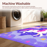 Ultra Soft Area Rug, Non Slip, Stain Resistant, Washable Area Rugs for Living Room, Bedroom, Colorful Fantasy Creature Playground(Purple)