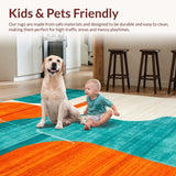 Ultra Soft Area Rug, Non Slip, Stain Resistant, Washable Area Rugs for Living Room, Bedroom, Contemporary Arch Motif(Orange)