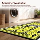 Ultra Soft Area Rug, Non Slip, Stain Resistant, Washable Area Rugs for Living Room, Bedroom, Elegant Geometric Black and Cream(Yellow)