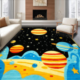 Ultra Soft Area Rug, Non Slip, Stain Resistant, Washable Area Rugs for Living Room, Bedroom, Vibrant Galactic Educational Artistry(Red)