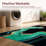 Ultra Soft Area Rug, Non Slip, Stain Resistant, Washable Area Rugs for Living Room, Bedroom, Luxurious Black Marble Aesthetic(Black)