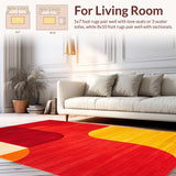 Ultra Soft Area Rug, Non Slip, Stain Resistant, Washable Area Rugs for Living Room, Bedroom, Contemporary Red and Yellow Harmony(Red)