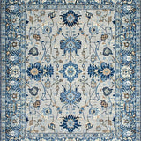 Ultra Soft Area Rug, Non Slip, Stain Resistant, Washable Area Rugs for Living Room, Bedroom, Earthy Toned Soft Botanical Motif(Blue)