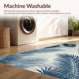 Ultra Soft Area Rug, Non Slip, Stain Resistant, Washable Area Rugs for Living Room, Bedroom, Rustic Blue Toned Botanical Charm(Blue)