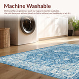 Ultra Soft Area Rug, Non Slip, Stain Resistant, Washable Area Rugs for Living Room, Bedroom, Dainty Scalloped Rug With Bow Detail Aesthetic Preppy Shower Carpet Non Slip(Blue)