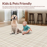 Ultra Soft Area Rug, Non Slip, Stain Resistant, Washable Area Rugs for Living Room, Bedroom, Vibrant Creamy Checkerboard Visual(Beige)