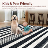 Ultra Soft Area Rug, Non Slip, Stain Resistant, Washable Area Rugs for Living Room, Bedroom, Stylish Striped Area Rug for Chic Outdoor Spaces and Front Porches(Black)