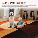 Ultra Soft Area Rug, Non Slip, Stain Resistant, Washable Area Rugs for Living Room, Bedroom, Minimalist Abstract Fauna Illustration(Orange)
