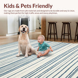 Ultra Soft Area Rug, Non Slip, Stain Resistant, Washable Area Rugs for Living Room, Bedroom, Subtle Pastel Striped Sophistication(White)