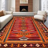 Ultra Soft Area Rug, Non Slip, Stain Resistant, Washable Area Rugs for Living Room, Bedroom, Vibrant Aztec Tribal Aesthetic(Red)