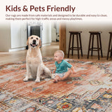 Ultra Soft Area Rug, Non Slip, Stain Resistant, Washable Area Rugs for Living Room, Bedroom, Contemporary Ogee Style Accent(Orange)