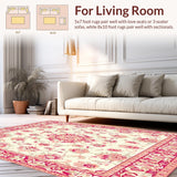Ultra Soft Area Rug, Non Slip, Stain Resistant, Washable Area Rugs for Living Room, Bedroom, Floral Patterned(Ivory)