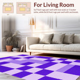 Ultra Soft Area Rug, Non Slip, Stain Resistant, Washable Area Rugs for Living Room, Bedroom, Vibrant Educational Diamond Pattern(Purple)