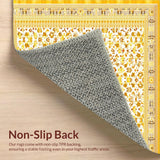 Ultra Soft Area Rug, Non Slip, Stain Resistant, Washable Area Rugs for Living Room, Bedroom, Intricate Floral Mosaic Design(Yellow)