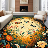 Ultra Soft Area Rug, Non Slip, Stain Resistant, Washable Area Rugs for Living Room, Bedroom, Elegant Monochrome Floral Arrangement(Yellow)