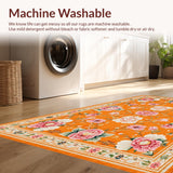 Ultra Soft Area Rug, Non Slip, Stain Resistant, Washable Area Rugs for Living Room, Bedroom, Transitional Colorful Petal Arrangement(Orange)