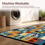 Ultra Soft Area Rug, Non Slip, Stain Resistant, Washable Area Rugs for Living Room, Bedroom, Chic Playful Alphabetic Motif(Orange)