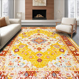 Ultra Soft Area Rug, Non Slip, Stain Resistant, Washable Area Rugs for Living Room, Bedroom, Luxurious Bold Colorful Trellis Pattern(Yellow)