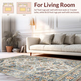 Ultra Soft Area Rug, Non Slip, Stain Resistant, Washable Area Rugs for Living Room, Bedroom, Traditional Vintage Damask Pattern(Gray)