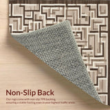 Ultra Soft Area Rug, Non Slip, Stain Resistant, Washable Area Rugs for Living Room, Bedroom, Contemporary Maze Floor with Interwoven Brown Beige Designs(Brown)