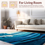 Ultra Soft Area Rug, Non Slip, Stain Resistant, Washable Area Rugs for Living Room, Bedroom, Serene Oceanic Color Blend(Blue)
