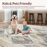 Ultra Soft Area Rug, Non Slip, Stain Resistant, Washable Area Rugs for Living Room, Bedroom, Boho of for Floor Non Slip Rubber Backing(Beige)