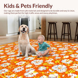 Ultra Soft Area Rug, Non Slip, Stain Resistant, Washable Area Rugs for Living Room, Bedroom, Lively Spring-Inspired Rug Art(Orange)