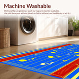 Ultra Soft Area Rug, Non Slip, Stain Resistant, Washable Area Rugs for Living Room, Bedroom, Elementary Rainbow Melody Style(Blue)