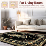 Ultra Soft Area Rug, Non Slip, Stain Resistant, Washable Area Rugs for Living Room, Bedroom, Gothic Earthy Animal Motif(Black)