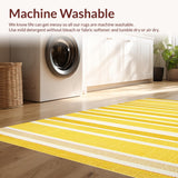 Ultra Soft Area Rug, Non Slip, Stain Resistant, Washable Area Rugs for Living Room, Bedroom, Fresh Contemporary Stripe Design(Yellow)