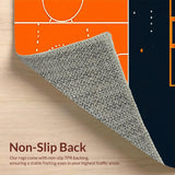 Ultra Soft Area Rug, Non Slip, Stain Resistant, Washable Area Rugs for Living Room, Bedroom, Dynamic Basketball Graphic Artistry(Orange)