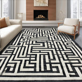 Ultra Soft Area Rug, Non Slip, Stain Resistant, Washable Area Rugs for Living Room, Bedroom, Monochromatic Maze: Modern Black And White Striped Rug(Black)