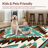 Ultra Soft Area Rug, Non Slip, Stain Resistant, Washable Area Rugs for Living Room, Bedroom, Minimalist Aztec Linear Patterns(Brown)