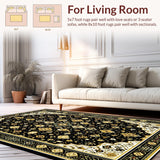 Ultra Soft Area Rug, Non Slip, Stain Resistant, Washable Area Rugs for Living Room, Bedroom, Rustic Taffeta Abstract Harmony(Black)