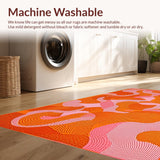 Ultra Soft Area Rug, Non Slip, Stain Resistant, Washable Area Rugs for Living Room, Bedroom, Charming Colorful Fluid Shapes(Orange)