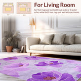 Ultra Soft Area Rug, Non Slip, Stain Resistant, Washable Area Rugs for Living Room, Bedroom, Dreamy Plush Blossom Arrangement(Purple)