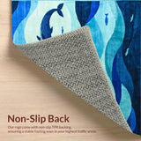 Ultra Soft Area Rug, Non Slip, Stain Resistant, Washable Area Rugs for Living Room, Bedroom, Delightful Cartoonish Marine Artwork(Blue)
