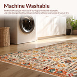 Ultra Soft Area Rug, Non Slip, Stain Resistant, Washable Area Rugs for Living Room, Bedroom, Cozy Modern Tiled Aesthetic(Orange)