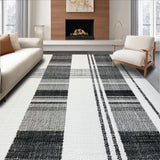 Ultra Soft Area Rug, Non Slip, Stain Resistant, Washable Area Rugs for Living Room, Bedroom, Woven Stripe Rug: Elegant Black White Design(Black)