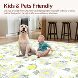 Ultra Soft Area Rug, Non Slip, Stain Resistant, Washable Area Rugs for Living Room, Bedroom, Stylish Minimalist Daisy Touch(White)