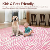 Ultra Soft Area Rug, Non Slip, Stain Resistant, Washable Area Rugs for Living Room, Bedroom, Chic Soft Pink Striped Aesthetic(Pink)