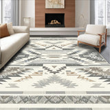 Ultra Soft Area Rug, Non Slip, Stain Resistant, Washable Area Rugs for Living Room, Bedroom, Elegant Greige Aztec Patterned With Layered Linear And Chevron Details(Gray)