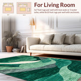 Ultra Soft Area Rug, Non Slip, Stain Resistant, Washable Area Rugs for Living Room, Bedroom, Sleek Blue-Gray Linear Arrangement(Green)