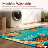 Ultra Soft Area Rug, Non Slip, Stain Resistant, Washable Area Rugs for Living Room, Bedroom, Colorful Underwater Fantasy Theme(Blue)