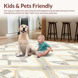 Ultra Soft Area Rug, Non Slip, Stain Resistant, Washable Area Rugs for Living Room, Bedroom, Malilinao Neutral Diamond Area Cream Beige Gray(Beige)