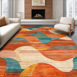 Ultra Soft Area Rug, Non Slip, Stain Resistant, Washable Area Rugs for Living Room, Bedroom, Stylish Contemporary Ink Wash Art(Orange)