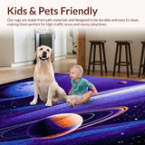 Ultra Soft Area Rug, Non Slip, Stain Resistant, Washable Area Rugs for Living Room, Bedroom, Whimsical Space-Themed Abstract Design(Purple)